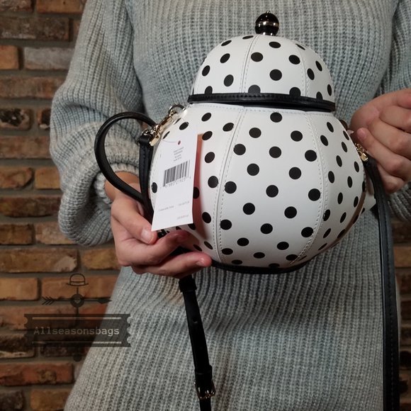 Kate Spade NY New York Tea Pot Tea Party White and Black CROSSBODY Authentic - Picture 8 of 10